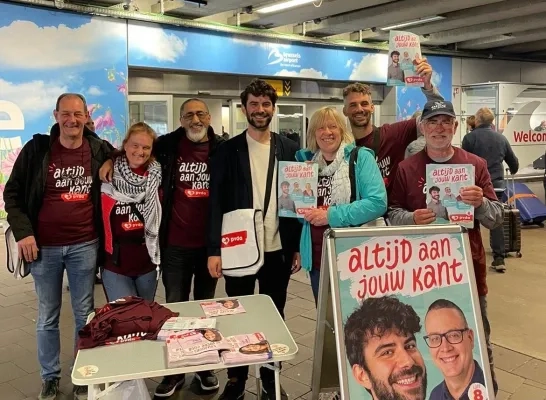 PVDA voert campagne op de luchthaven