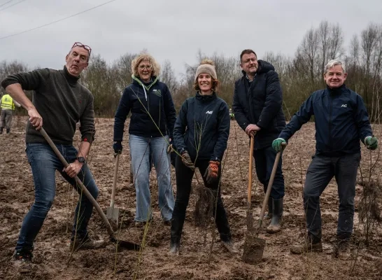 150 medewerkers van AG Insurance planten 4.000 bomen aan, grenzend aan het Hallerbos 150 medewerkers van AG Insurance planten 4.000 bomen aan, grenzend aan het Hallerbos
