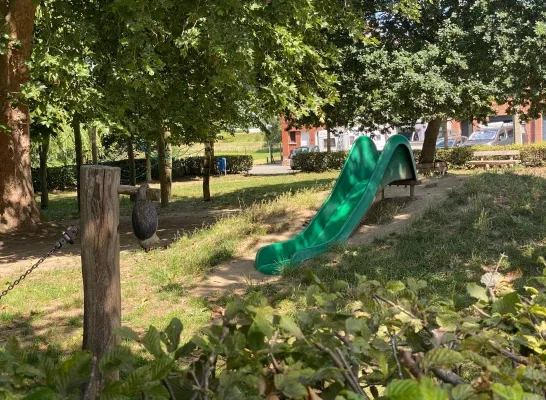 Het parkje aan het Zamstplein in Liedekerke
