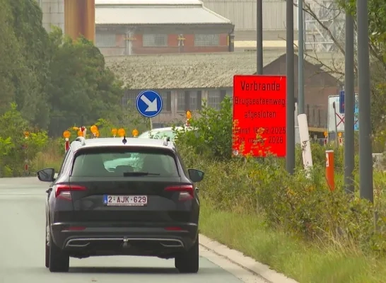 Werken ter hoogte van de Verbrande Brug in Grimbergen