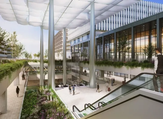 Toekomstbeeld van de vertrekhal op Brussels Airport