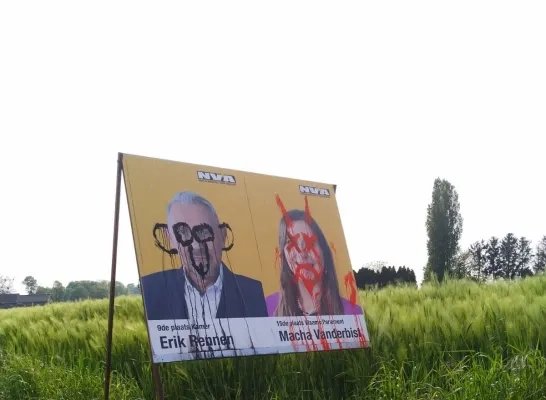 Opnieuw zijn er verkiezingsborden van N-VA beklad in Zaventem