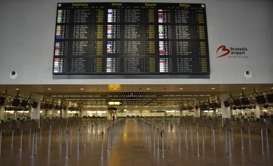 De lege vertrekhal op Brussels Airport
