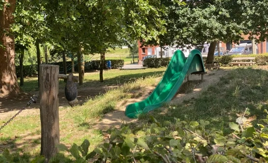 Het parkje aan het Zamstplein in Liedekerke