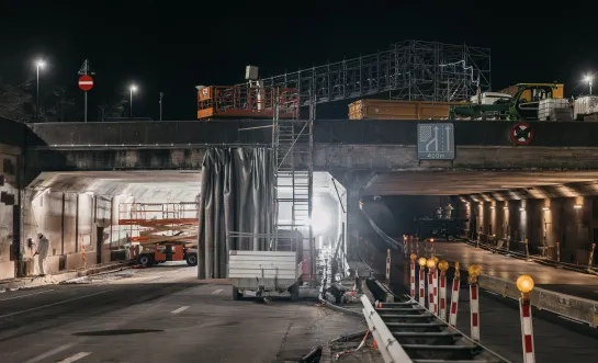 Werken aan de tunnels onder het Leonardkruispunt