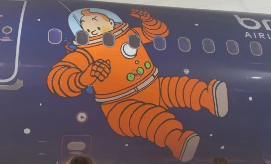 Kuifje op het nieuwe Belgian Icon-vliegtuig van Brussels Airlines