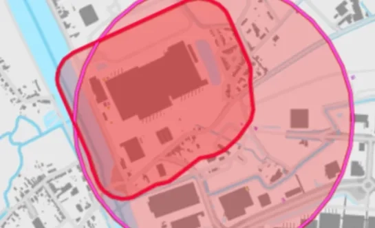 Het gebied  op de grens van Grimbergen en Zemst waar een hoog PFAS-gehalte is