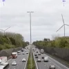 Simulatiebeeld E40 met twee windturbines