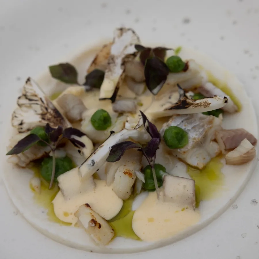 Hoofdgerecht: kabeljauw, crème van bloemkool & broccoli,
