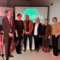 Olivier Dumoulin (COOVI), Vlaams minister van Brussel en Media Cieltje Van Achter, Geert Dehaes (Brusseleir!), An Janssens (COOVI), Greet Claes (Ring) en Liesbeth Bernolet (Ring)